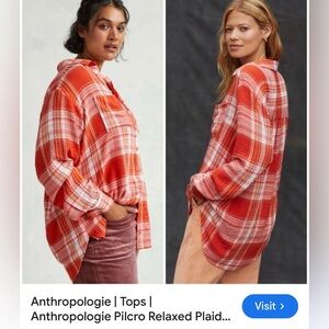 Anthropologie Pilcro Vibrant Plaid Oversized Shirt